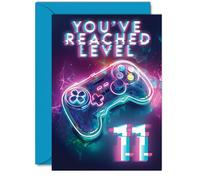 11th Gamer Birthday Cards for Boys Girls - You've Reached Level 11 - Happy 11 Birthday Card for Son Daughter Nephew Niece Grandson, A5 Eleven Eleventh Bday Video Game Greeting Cards