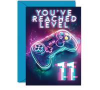 11th Gamer Birthday Cards for Girls and Boys, You've Reached Level 11