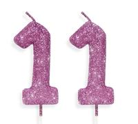 11th Glitter Birthday Candles, Purple Pink Birthday Number Candle for Cake Topper Decorations for Girls Birthday Party Wedding Anniversary Celebration Supplies