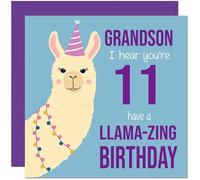 11th Grandson Llama Birthday Card - Llamazing - Funny Llama Grandsons Birthday Card for 11 Year old Kids eleven, eleventh