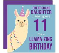 11th Great Granddaughter Llama Birthday Card - Llamazing - Great Granddaughters Birthday Card for 11 Year old Kids eleven, eleventh