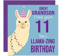 11th Great Grandson Llama Birthday Card - Llamazing - Funny Llama Great-Grandsons Birthday Card for 11 Year old Kids eleven, eleventh