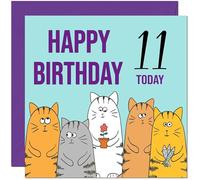 11th Happy Birthday Card - Cute Cats Birthday Card for 11 Year old Kids eleven, eleventh