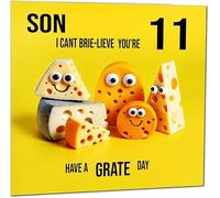 11th Son Birthday Card for Son - Cheese Pun Funny Son's Birthday Card for 11 Year old Kids eleven, eleventh