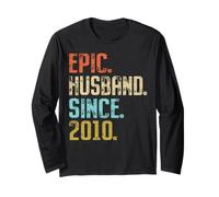 11th Wedding Anniversary for Him Epic Husband Since 2010 Long Sleeve T-Shirt