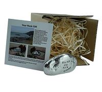 11th Year Anniversary You are My Rock Gift Idea - Solid Metal Heavy Polished Rock Gift for 11 Year Anniversary Silver