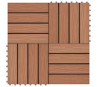 11x Decking Tiles Deep Embossed WPC 1sqm Floor Board Outdoor Flooring vidaXL