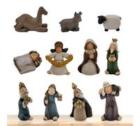 11x Figures Nativity Scene Birth Jesus Christ Resin Figurine House Sculpture Christmas Decoration Nativity Scene Birth Nativity Figurines Christmas Crib Figures Jesus Resin Statue Renaissance Ornament
