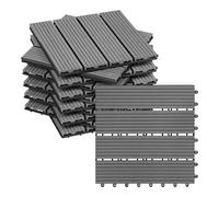11x WPC Decking Tiles Garden Patio Balcony Interlocking Composite Decking Floor