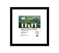 11x11 Black Picture Frame with Mount for 9x9 Photos, Prints - Modern Square Wall Frame, 1 Pack