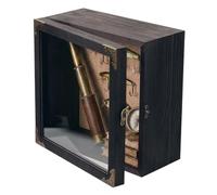 11x11 Inch Deep Shadow Box Frame 4.5" Depth, Black Solid Wood Display Case with Acrylic Door, Vintage Metal Corners, Memory Box for Medals Photos Coins Awards Wedding Keepsakes Military Memorial Gifts