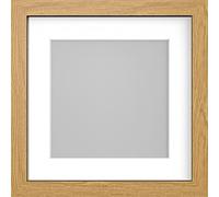 11X11 OAK MODERN PHOTO PICTURE POSTER FRAME WITH WHITE 9X9 MOUNT