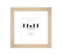 11x11" Oak Square Frame With Mount for 8x8" Pictures 28mm Edge Frame Display with Wall Hooks and Kickstand, 1 Pack