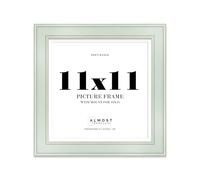 11x11" Sage Green Square Picture Frame with 10x10" Mount - Shabby Chic Photo Frame with Distressed Finish, Gold Trim, Wall Hooks and Kickstand, 37mm Edge - 1 Pack