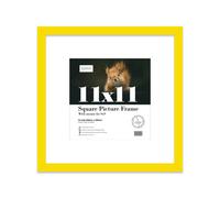 11X11" Yellow Picture Frame - 11X11" Square Frame With 9X9" Mount For 11X11"/9X9" Pictures Luxurious Style Thin Edge, 1 Pack