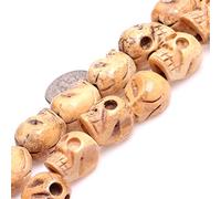 11x12mm Big Hole 1.2mm Yellow Carved Bone Skull Beads for Jewellery Making Strand 16"