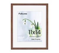 11x14 Frame Walnut Poster Frame 11x14 inch Picture Frames Large Solid Oak Wood 11x14 with Mat for 8x10 Inch Picture Frames Hang Portrait or Landscape for Wall Gallery Decor Art with Tempered Glass