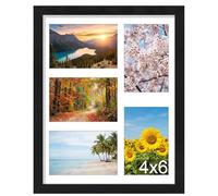 11x14 Inch Photo Frames Multiple Pictures, 5 Opening 6x4 Inch Multi Picture Frames for Wall, Black Collage Photo Frame for Family Living room, Bedroom, Corridor, Staircase