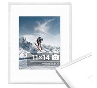 11x14 Metal Picture Frame - 11x14 inch Thin Aluminum Photo Frame with 8x10 Mat - High Definition Plexiglass - Vertical and Horizontal Display - Wall Hook Hanging Hardware Included - Silver