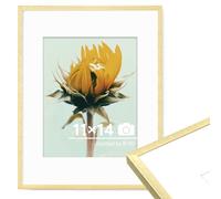 11x14 Metal Picture Frame, Thin Aluminum 11 x 14 Photo Frame with 8x10 Mat, Cross-Hatch Brushed Design, High Definition Plexiglass, Vertical and Horizontal Display, Wall Hook Hanging Hardware