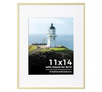 11x14 Picture Frame, 11x14 inch Photo Frame with Mount for 8x10 inch Frame, Metal Frame with Plexiglass Window, Versatile Poster Frame for Home, Gallery Wall Mount Display, Gold