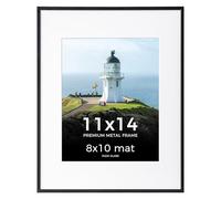 11x14 Picture Frame, 11x14 inch Photo Frame with Mount for 8x10 inch Frame, Metal Frame with Plexiglass Window, Versatile Poster Frame for Home, Gallery Wall Mount Display, Black