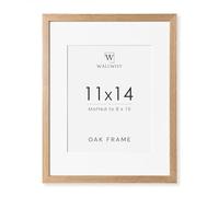 11x14 Picture Frame, Solid Oak 11x14 Photo Frame with Mat to 8x10, 14x11 Natural Oak Wood Frames for Wall, Set of 1
