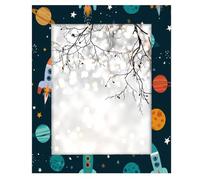 11x14inch Photo Frame Wooden Photo Display,Stand Tabletop and Wall Mounting Wood Picture Frames Cartoon Outerspace Rocket Planet