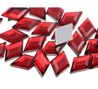 11x18mm Flat Back Diamond Acrylic Rhinestones Plastic Gems for Jewelry Making Costume Jewels Cosplay Embelishments - 35 Pieces (Red Ruby H103)