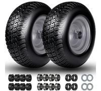 11x4.00-5 Lawn Mower Tires Flat Free, 11x4-5 Tire and Wheel, Zero Turn Front Tires, with 3/4" & 5/8" & 1/2" Bearings, 3.4"-5.9" Centered Hub, 11x4.00-5 Solid Tires, 2 Pcs