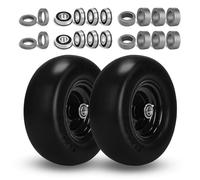 11x4.00-5 Lawn Mower Tires Flat Free and Wheel, 11x4-5 Smooth Solid Front Tires for Zero Turn Mower, 350Lbs Load, 3/4", 5/8" and 1/2" Bearings, 3.4"-5.8" Hub for Residential Commercial, 2PCS