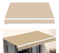 11x8 Ft Manual Retractable Awning - Water Resistant Polyester Canopy Replacement for Patio Door - Outdoor Sunshade Shelter - Khaki Top Shade Canvas (Size: 15x8.2ft)