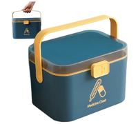 11x8x8 Inch Dual Layer Medicine Storage Box, Lockable PP Medication Organizer with Lid & Handle, Secure Medicine Lock Box for Home, Office & Travel