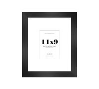 11x9 Black Frame With Mount for A6 Pictures 28mm Edge Portrait and Landscape Display with Wall Hooks and Kickstand, 1 Pack