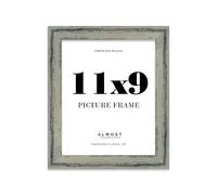 11x9" Distressed Green Picture Frame - Rustic Wood Industrial Effect Photo Frame for Wall Display, Ideal for Posters, Prints & Home Décor, Wall Hooks and Kickstand, 32mm Edge - 1 Pack