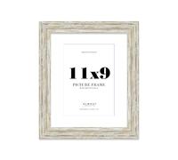 11x9" Distressed White Oak Picture Frame with A5 Mount - Rustic Photo Frame with Distressed Finish, Wall Hooks and Kickstand, 32mm Edge - 1 Pack