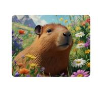11x9 Inch Mouse Pad, Capybara and Flower Rectangle Desk Mat Non-Slip Rubber Base for Home Office Study Gaming, 2mm Thick, Color291
