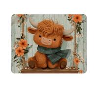 11x9 Inch Mouse Pad, Rural Wooden Highland Cow Rectangle Desk Mat Non-Slip Rubber Base for Home Office Study Gaming, 2mm Thick, Color174