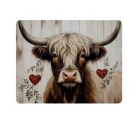 11x9 Inch Mouse Pad, Rural Wooden Highland Cow Rectangle Desk Mat Non-Slip Rubber Base for Home Office Study Gaming, 2mm Thick, Color497