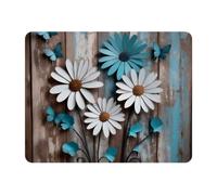 11x9 Inch Mouse Pad, Rustic Wooden Daisies Floral Rectangle Desk Mat Non-Slip Rubber Base for Home Office Study Gaming, 2mm Thick, Color51