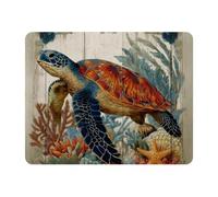 11x9 Inch Mouse Pad, Wooden Sea Turtle Pattern Rectangle Desk Mat Non-Slip Rubber Base for Home Office Study Gaming, 2mm Thick, Color405