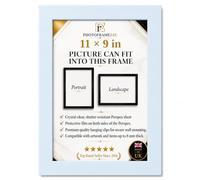 11x9 inch White Picture Frame for Wall & Tabletop Display | Wood Effect Photo Frame with Clear Perspex glass | Portrait or Landscape Frame for Posters, Certificates, Puzzles & Home Décor
