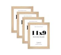 11x9 Photo Frame, Display 11x9" Pictures (27.9 x 22.9cm) Picture Frame for wall Display - Oak - 4 Pack