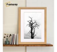 (11x9" Pic (14x11" Frame)) Oak Picture Frame / LW Style Wall Art Frame / Modern Photo Frames With White Mount