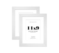11x9 White Frame With Mount for A5 Pictures 28mm Edge Portrait and Landscape Display with Wall Hooks and Kickstand, 2 Pack