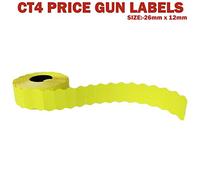 12,000 Color Permanent 26mm x 12mm Price Gun Labels CT4 Puma Lynx Motex Pricing (Fluorescent Yellow)