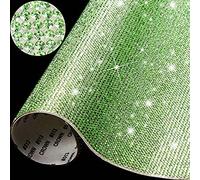 12,000 Pieces 2mm Bling Bling Rhinestone Sheet DIY Car Decoration Stick Self Adhesive Heat Repair Glitter Crystal Gem Sheet for Car&Craft Decoration (Green)