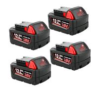 12.0Ah 18V Battery Replacement for Milw M-18 Battery Compatible with Milw Battery 48-11-1811 48-11-1815 48-11-1820 48-11-1840 48-11-1828 with Indicator 4 PCS