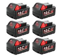 12.0Ah 18V Battery Replacement for Milw M-18 Battery Compatible with Milw Battery 48-11-1811 48-11-1815 48-11-1820 48-11-1840 48-11-1828 with Indicator 6 PCS