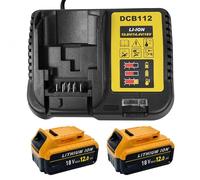12.0Ah 18V Lithium-ion Replacement Battery with Charger Compatible with Dewalt 18V Tools, LED Indicator & Safety Protection, High Capacity Rechargeable Battery Pack